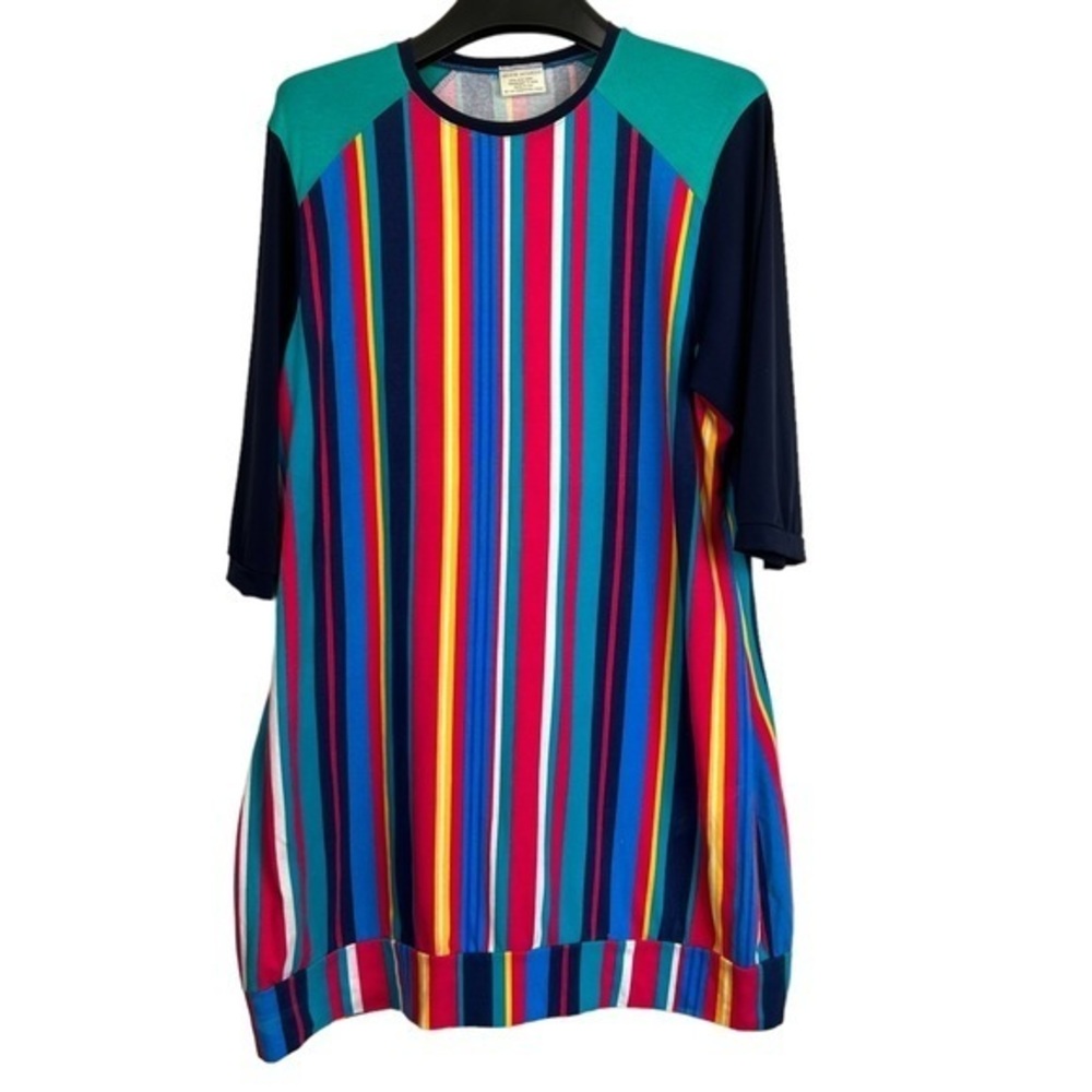Melanie Jacqueline Newfoundland‎ Designer colourful striped dress size large